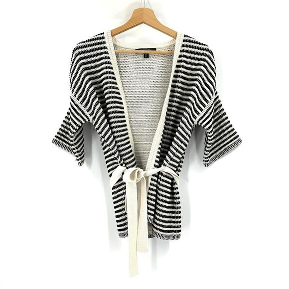 MaxMara Weekend Linen-Blend Knit Short Sleeve Wrap Cardigan Sweater Top Sz S - Picture 2 of 6